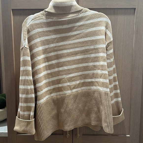 Cream and tan striped turtleneck - Picture 2 of 2